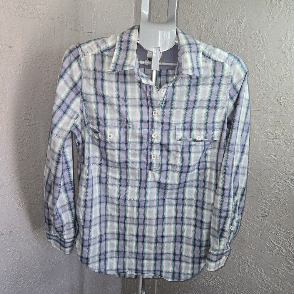 Ridgecut Women's Plaid Button Down Shirt - Blue and White Cabincore Fall